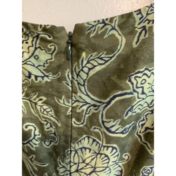 Peruvian Connection Floral Sheath Midi Dress Size 12 Womens Green Pima Cotton - Picture 3 of 12